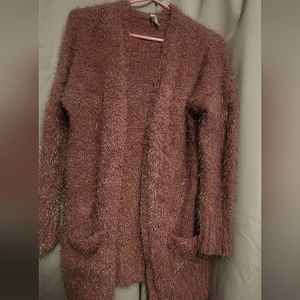 Mudd Cardigan L Soft Fuzzy Dusty Rose